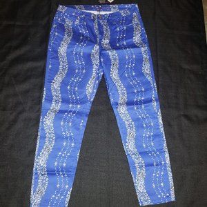 MARCHESA VOYAGE Blue pattern Skinny Pants 31 Mid Rise